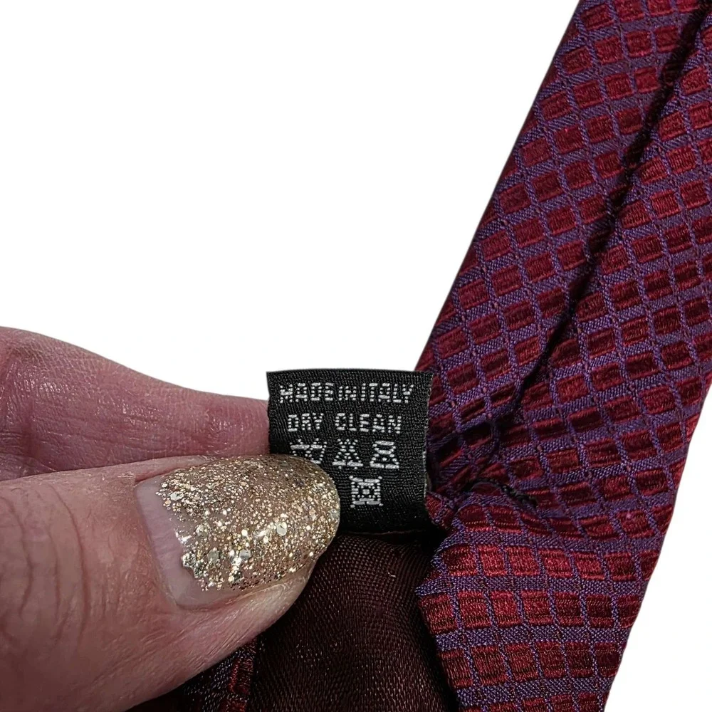 SCHOFFA Burgundy Textured‎ Silk Mens Necktie Hand Finished Made in Italy Luxury